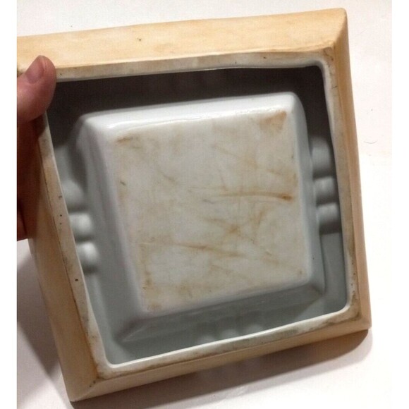 MCM Western Horse Hand Painted Ashtray 8.5 x 8.5 Square Ranch Yellowstone Vibes - Picture 9 of 9